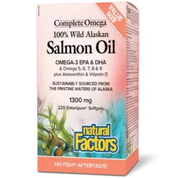 OmegaFactors Complete Omega 100% Wild Alaskan Salmon Oil 1300 mg, 220 Enteripure Softgels | Safest & Easiest Shopping Vitamins O
