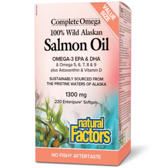 OmegaFactors Complete Omega 100% Wild Alaskan Salmon Oil 1300 mg, 220 Enteripure Softgels | Safest & Easiest Shopping Vitamins O