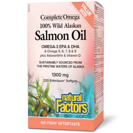 OmegaFactors Complete Omega 100% Wild Alaskan Salmon Oil 1300 mg, 220 Enteripure Softgels | Safest & Easiest Shopping Vitamins O