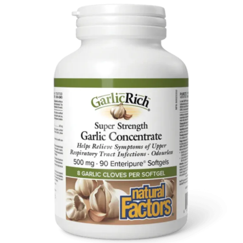 Natural Factors GarlicRich Super Strength Garlic Concentrate 500 mg, 90 Enteripure Softgels | Unbeatable Prices, Daily Deals | V