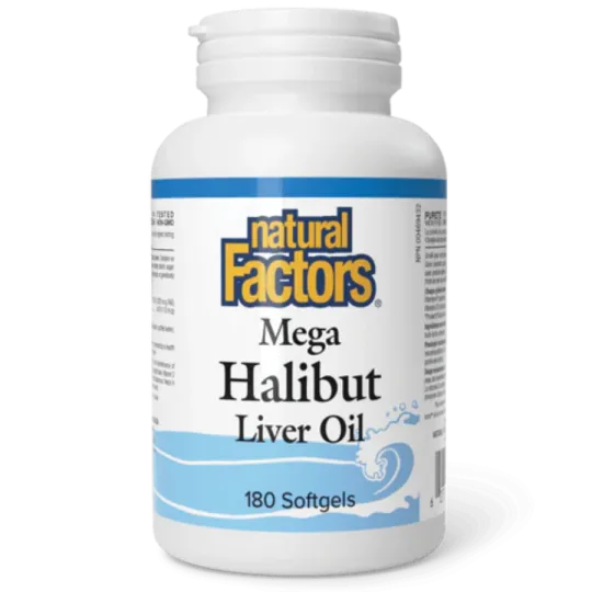 Natural Factors Mega Halibut Liver Oil, 180 Softgels | Unbeatable Prices, Daily Deals | VITASHOP