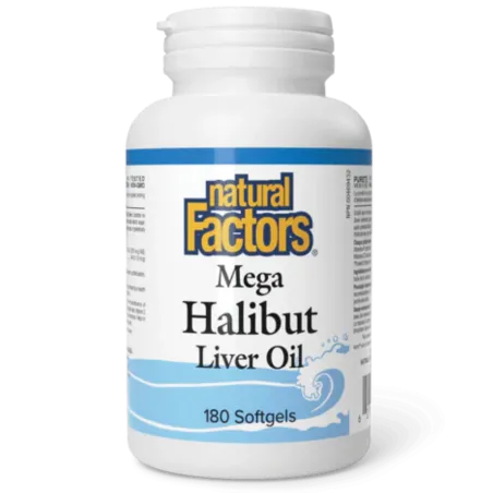 Natural Factors Mega Halibut Liver Oil, 180 Softgels | Unbeatable Prices, Daily Deals | VITASHOP