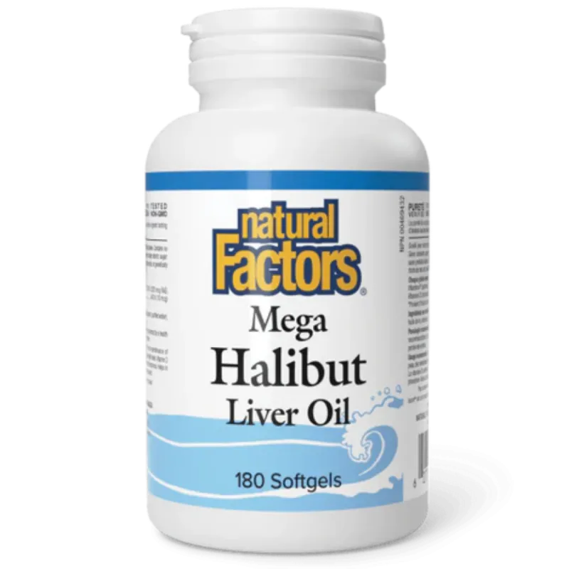 Natural Factors Mega Halibut Liver Oil, 180 Softgels | Unbeatable Prices, Daily Deals | VITASHOP