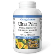 Natural Factors OmegaFactors Ultra Prim Evening Primrose Oil 1000 mg, 180 Softgels | Unbeatable Prices, Daily Deals | VITASHOP