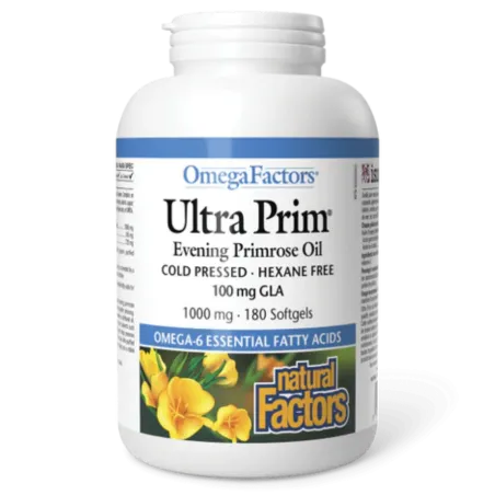 Natural Factors OmegaFactors Ultra Prim Evening Primrose Oil 1000 mg, 180 Softgels | Unbeatable Prices, Daily Deals | VITASHOP