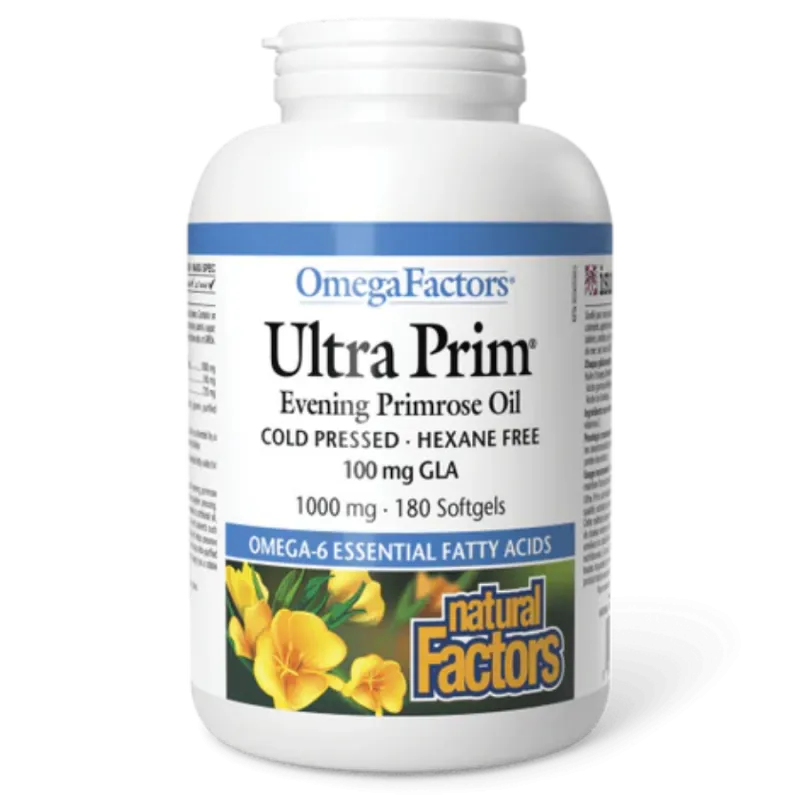 Natural Factors OmegaFactors Ultra Prim Evening Primrose Oil 1000 mg, 180 Softgels | Unbeatable Prices, Daily Deals | VITASHOP