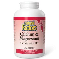 Natural Factors Calcium & Magnesium Citrate with D3 Plus Potassium, Zinc & Manganese, 210 Tablets | Unbeatable Prices, Daily Dea
