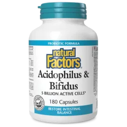 Natural Factors Acidophilus & Bifidus 5 Billion Active Cells, 180 Capsules | Unbeatable Prices, Daily Deals | VITASHOP