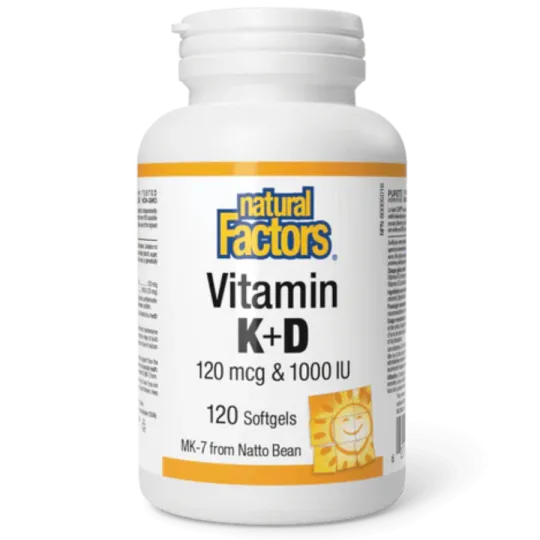 Vitamin K+D 120 mcg / 1000 IU, 120 Softgels | Safest & Easiest Shopping Vitamins Online | VITASHOP