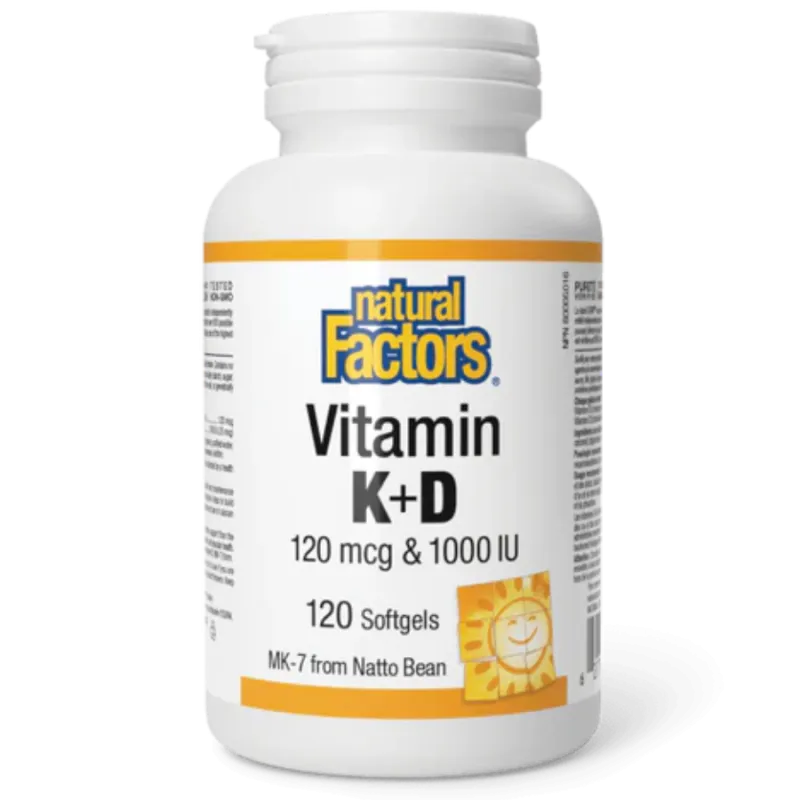 Vitamin K+D 120 mcg / 1000 IU, 120 Softgels | Safest & Easiest Shopping Vitamins Online | VITASHOP