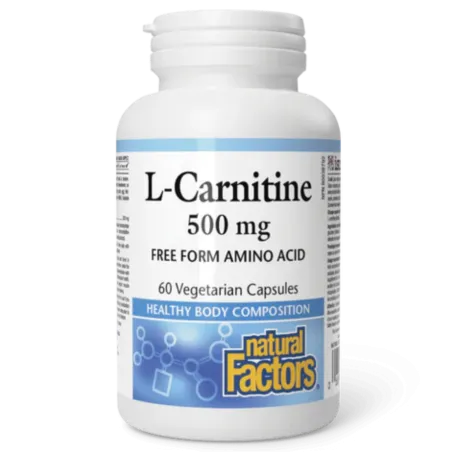 Natural Factors L-Carnitine 500 mg, 60 Vegetarian Capsules | Unbeatable Prices, Daily Deals | VITASHOP