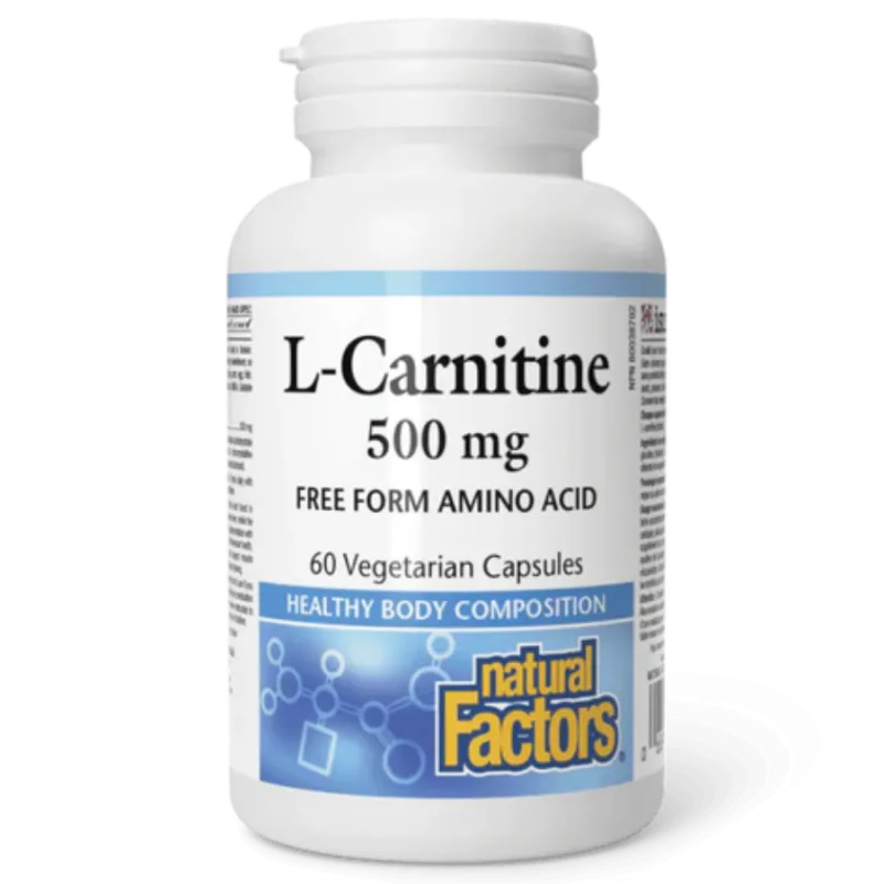 Natural Factors L-Carnitine 500 mg, 60 Vegetarian Capsules | Unbeatable Prices, Daily Deals | VITASHOP