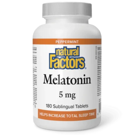 Natural Factors Melatonin 5 mg Peppermint, 180 Sublingual Tablets | Unbeatable Prices, Daily Deals | VITASHOP