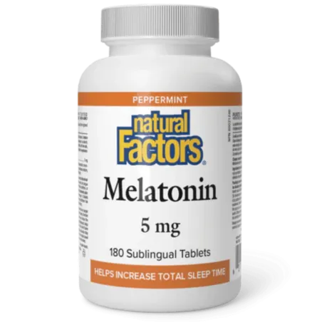 Natural Factors Melatonin 5 mg Peppermint, 180 Sublingual Tablets | Unbeatable Prices, Daily Deals | VITASHOP