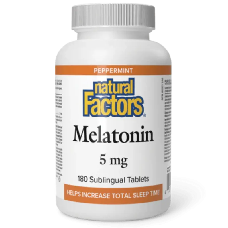 Natural Factors Melatonin 5 mg Peppermint, 180 Sublingual Tablets | Unbeatable Prices, Daily Deals | VITASHOP