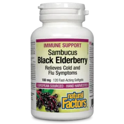Natural Factors Black Elderberry Standardized Extract 100 mg, 120 Softgels | Unbeatable Prices, Daily Deals | VITASHOP