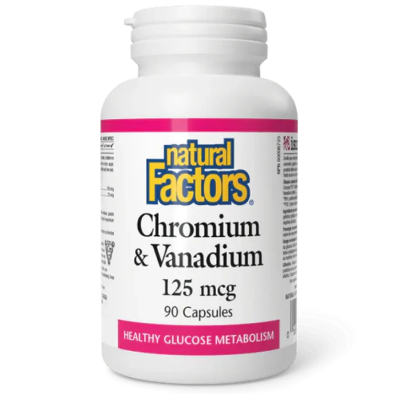 Natural Factors Chromium & Vanadium 125 mcg, 90 Capsules | Unbeatable Prices, Daily Deals | VITASHOP