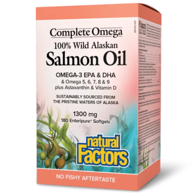 OmegaFactors Complete Omega 100% Wild Alaskan Salmon Oil 1300 mg, 180 Enteripure Softgels | Safest & Easiest Shopping Vitamins O