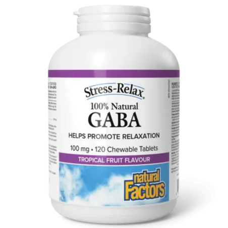Natural Factors Stress-Relax 100% Natural GABA, Tropical Fruit Flavour, 120 Chewable Tablets | Everyday Lowest Price, Daily Deal