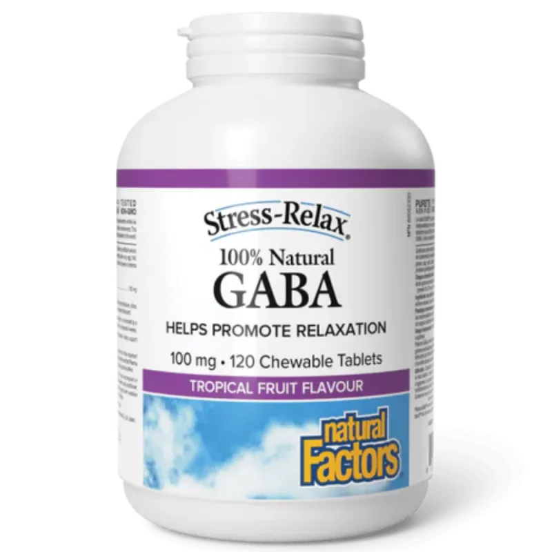 Natural Factors Stress-Relax 100% Natural GABA，热带水果口味，120 咀嚼片 | 每日最低价，每日优惠