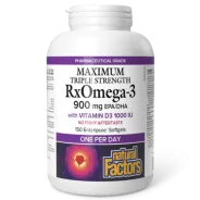 RxOmega-3 avec vitamine D3 Maximum Triple Strength 900 mg, 150 gélules Enteripure | Safest & Easiest Shopping Vitamins Online |