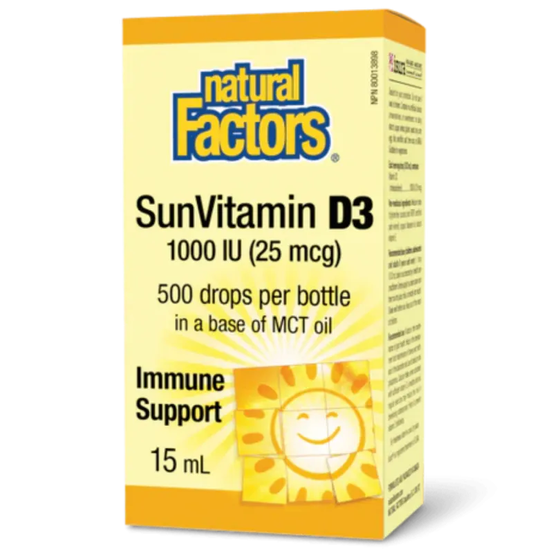 Natural Factors SunVitamin D3 Drops 1000 IU, 15 mL | 每天不同折扣, 全网最低价格 | 种类齐全的保健品店铺 VITASHOP, 只有你想不到, 没有你买不到 !