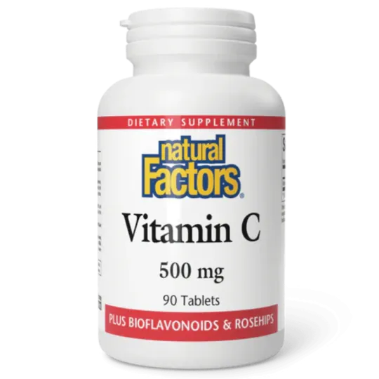 Vitamine C Plus Bioflavonoïdes & Églantiers 500 mg, 90 Comprimés | Safest & Easiest Shopping Vitamins Online | VITASHOP