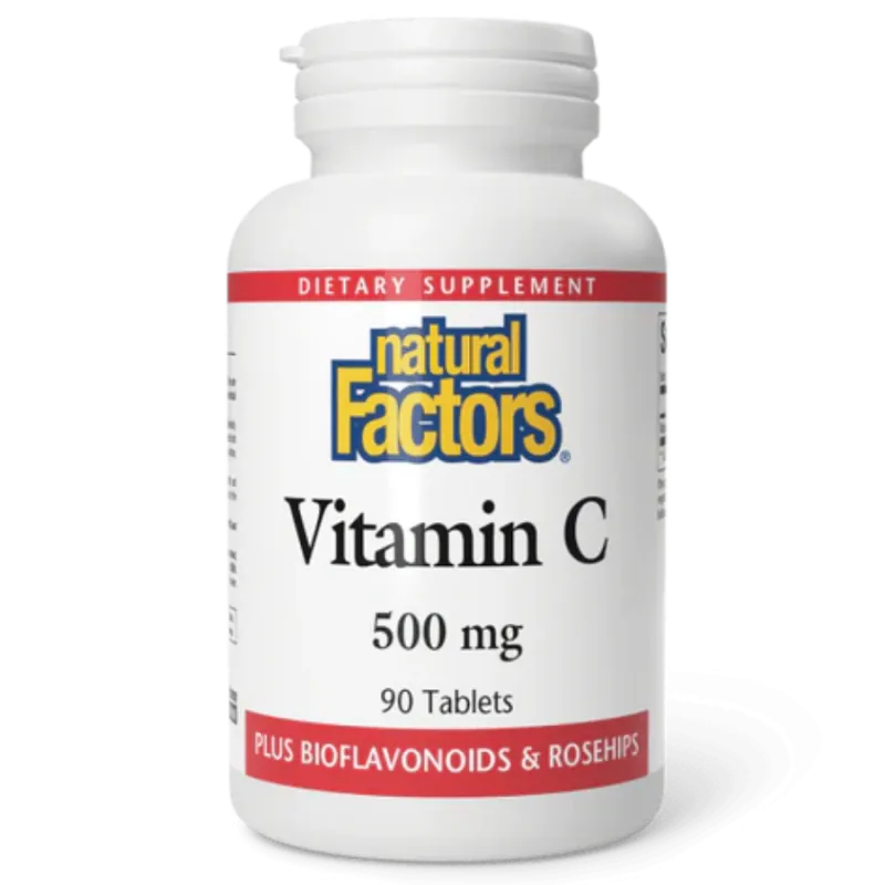 Vitamine C Plus Bioflavonoïdes & Églantiers 500 mg, 90 Comprimés | Safest & Easiest Shopping Vitamins Online | VITASHOP