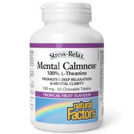 Natural Factors 내추럴 팩터스 Stress-Relax Mental Calmness 100 mg, 60 츄어블 정제 | 매일 업데이트되는 특가 상품 | VITASHOP