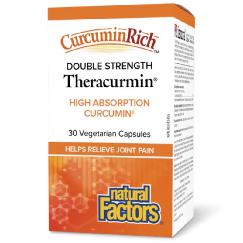 Natural Factors 내추럴 팩터스 CurcuminRich Theracurmin 이중 강도, 식물성 캡슐 30정 | 매일 업데이트되는 특가 상품 | VITASHOP