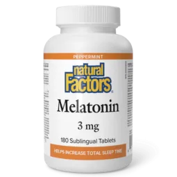 Natural Factors Melatonin 3 mg Peppermint, 180 Sublingual Tablets | Unbeatable Prices, Daily Deals | VITASHOP