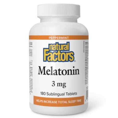 Natural Factors 내추럴 팩터스 멜라토닌 3 mg 페퍼민트, 180 설하 정제 | 매일 업데이트되는 특가 상품 | VITASHOP