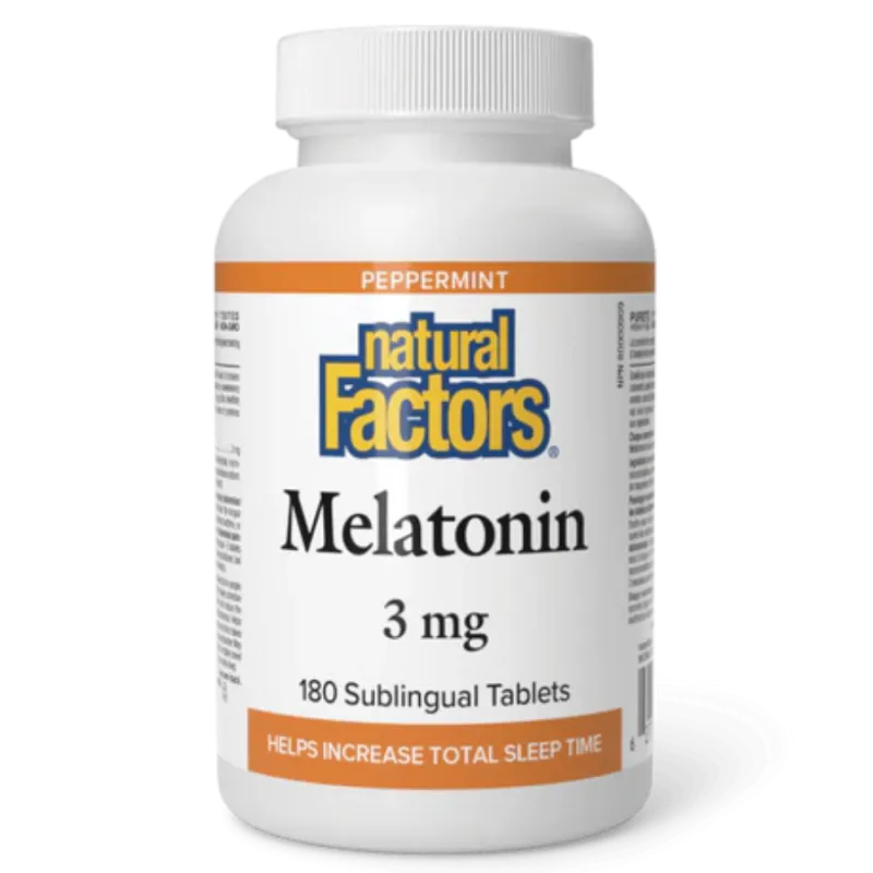 Natural Factors 내추럴 팩터스 멜라토닌 3 mg 페퍼민트, 180 설하 정제 | 매일 업데이트되는 특가 상품 | VITASHOP