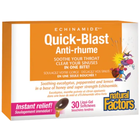 Natural Factors Quick-Blast, ECHINAMIDE 30 lg chew | Unbeatable Prices, Daily Deals | VITASHOP