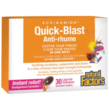 Natural Factors Quick-Blast, ECHINAMIDE 30 lg chew | Unbeatable Prices, Daily Deals | VITASHOP
