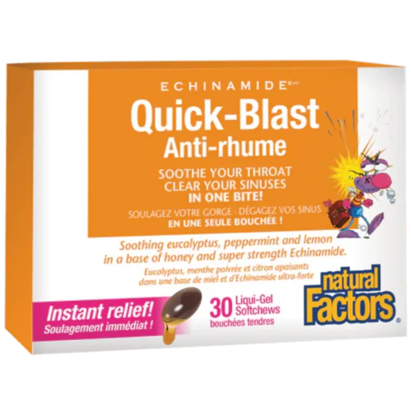 Natural Factors Quick-Blast, ECHINAMIDE 30 lg chew | Unbeatable Prices, Daily Deals | VITASHOP
