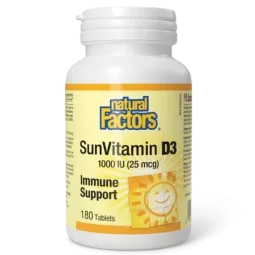 Natural Factors SunVitamin D3 1000 IU, 180 Tablets | Unbeatable Prices, Daily Deals | VITASHOP