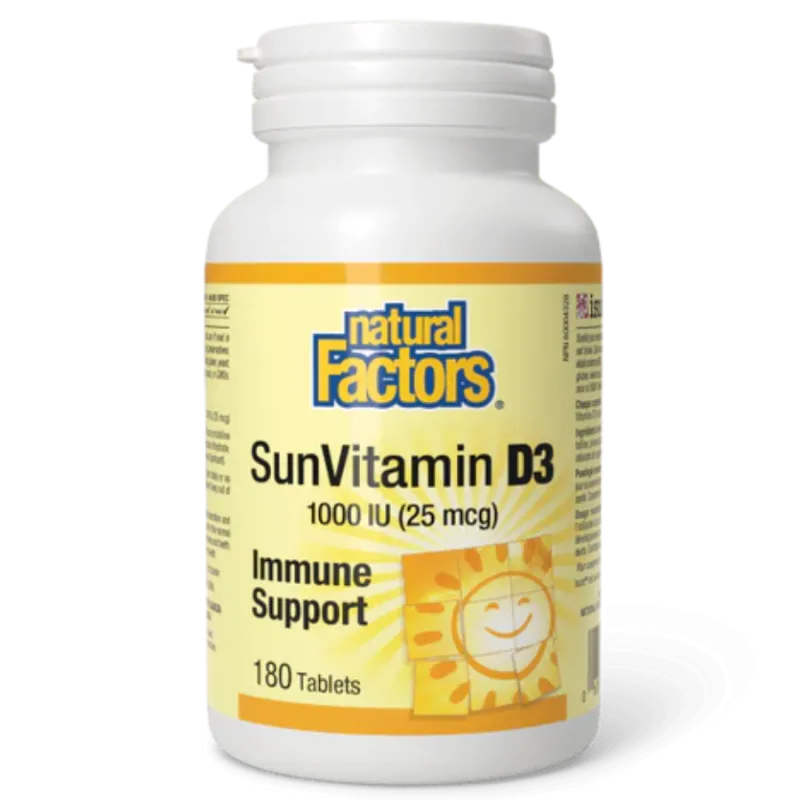 Natural Factors SunVitamin D3 1000 IU, 180 Tablets | Unbeatable Prices, Daily Deals | VITASHOP