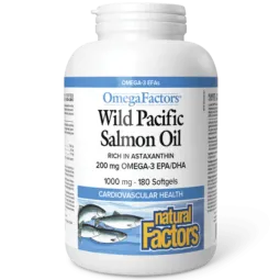 Natural Factors 내추럴 팩터스 OmegaFactors 와일드 퍼시픽 연어 오일 1000 mg, 180 소프트젤 | 매일 업데이트되는 특가 상품 | VITASHOP