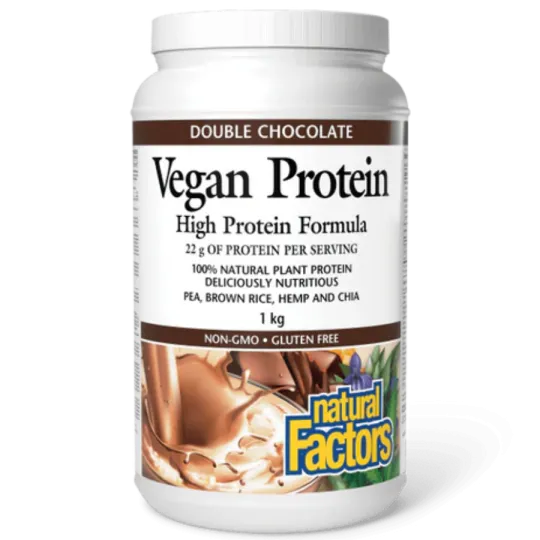 Natural Factors Vegan Protein High Protein Formula Double Chocolate Flavor, 1 kg | Unbeatable Prices, Daily Deals | VITASHOP