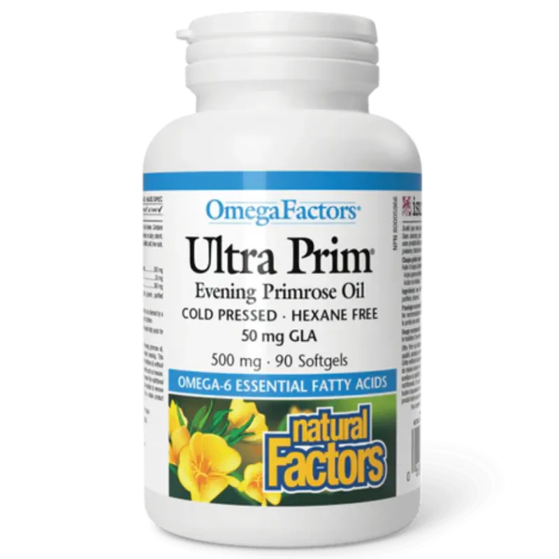 Natural Factors OmegaFactors Ultra Prim Evening Primrose Oil 500 mg, 90 Softgels | Unbeatable Prices, Daily Deals | VITASHOP