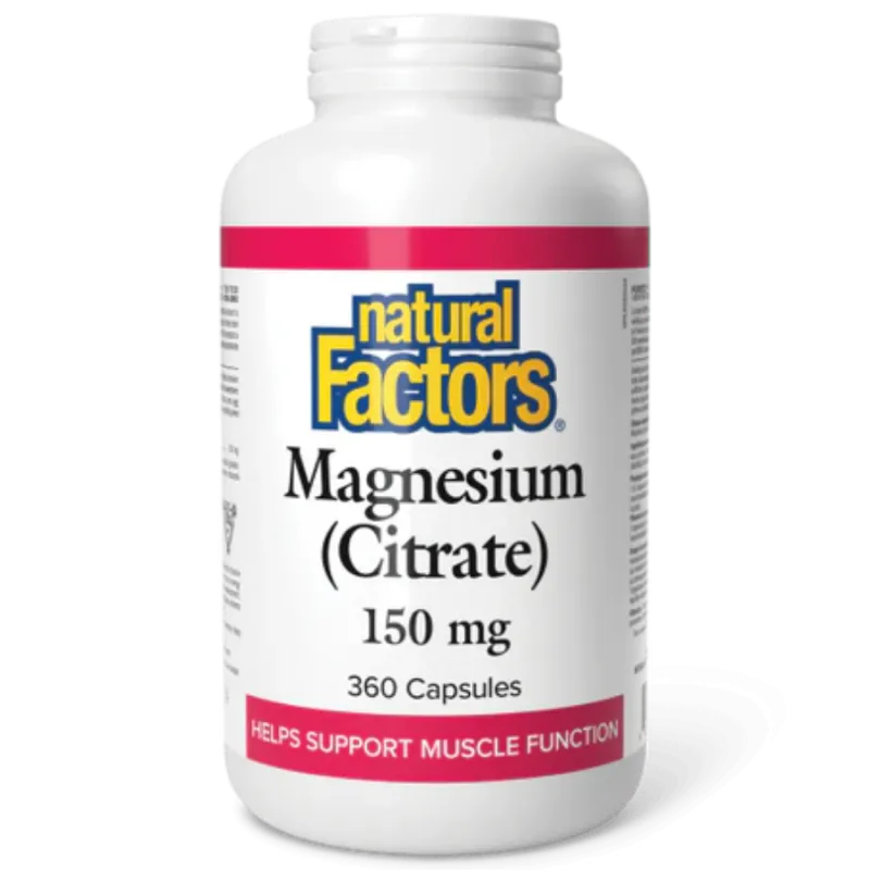 Natural Factors Magnesium Citrate 150 mg, 360 Capsules | Unbeatable Prices, Daily Deals | VITASHOP