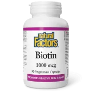 Natural Factors Biotin 1000 mcg, 90 Vegetarian Capsules | 每天不同折扣, 全网最低价格 | 种类齐全的保健品店铺 VITASHOP, 只有你想不到, 没有你买不到 !