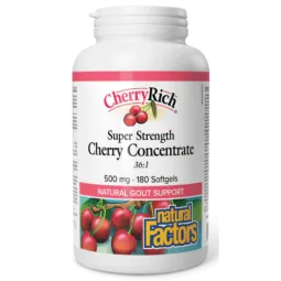 Natural Factors CherryRich Super Strength Cherry Concentrate 500 mg, 180 Softgels | Unbeatable Prices, Daily Deals | VITASHOP