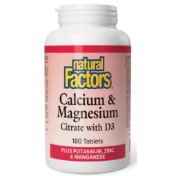 Natural Factors Calcium & Magnesium Citrate with D3 Plus Potassium, Zinc & Manganese, 180 Tablets | 每天不同折扣, 全网最低价格 | 种类齐全的保健品店铺