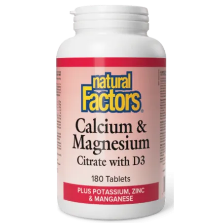 Natural Factors Calcium & Magnesium Citrate with D3 Plus Potassium, Zinc & Manganese, 180 Tablets | Unbeatable Prices, Daily Dea