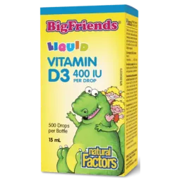 Natural Factors Big Friends Liquid Vitamin D3 400 IU per drop, 15 mL | Unbeatable Prices, Daily Deals | VITASHOP