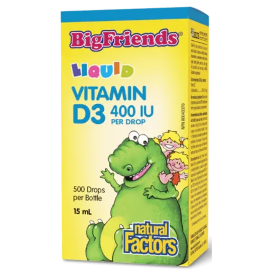Natural Factors Big Friends Liquid Vitamin D3 400 IU per drop, 15 mL | Unbeatable Prices, Daily Deals | VITASHOP