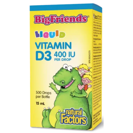 Big Friends Vitamine D3 liquide 400 UI par goutte, 15 mL | Safest & Easiest Shopping Vitamins Online | VITASHOP