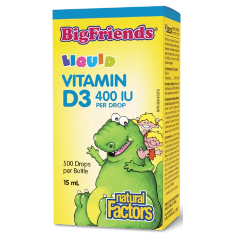 Natural Factors Big Friends Liquid Vitamin D3 400 IU per drop, 15 mL | Unbeatable Prices, Daily Deals | VITASHOP